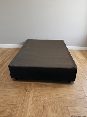 Black Fabric Upholstered Double Bed Base — Well Used Bed Base – styled product image