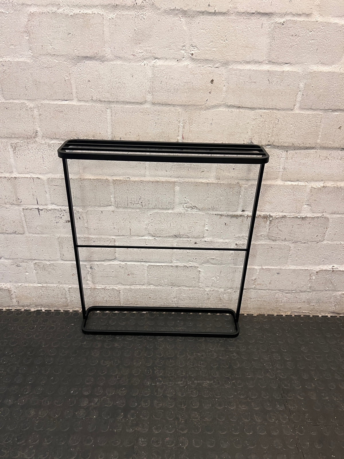Minimalist Freestanding Black Metal Towel Rail – back view