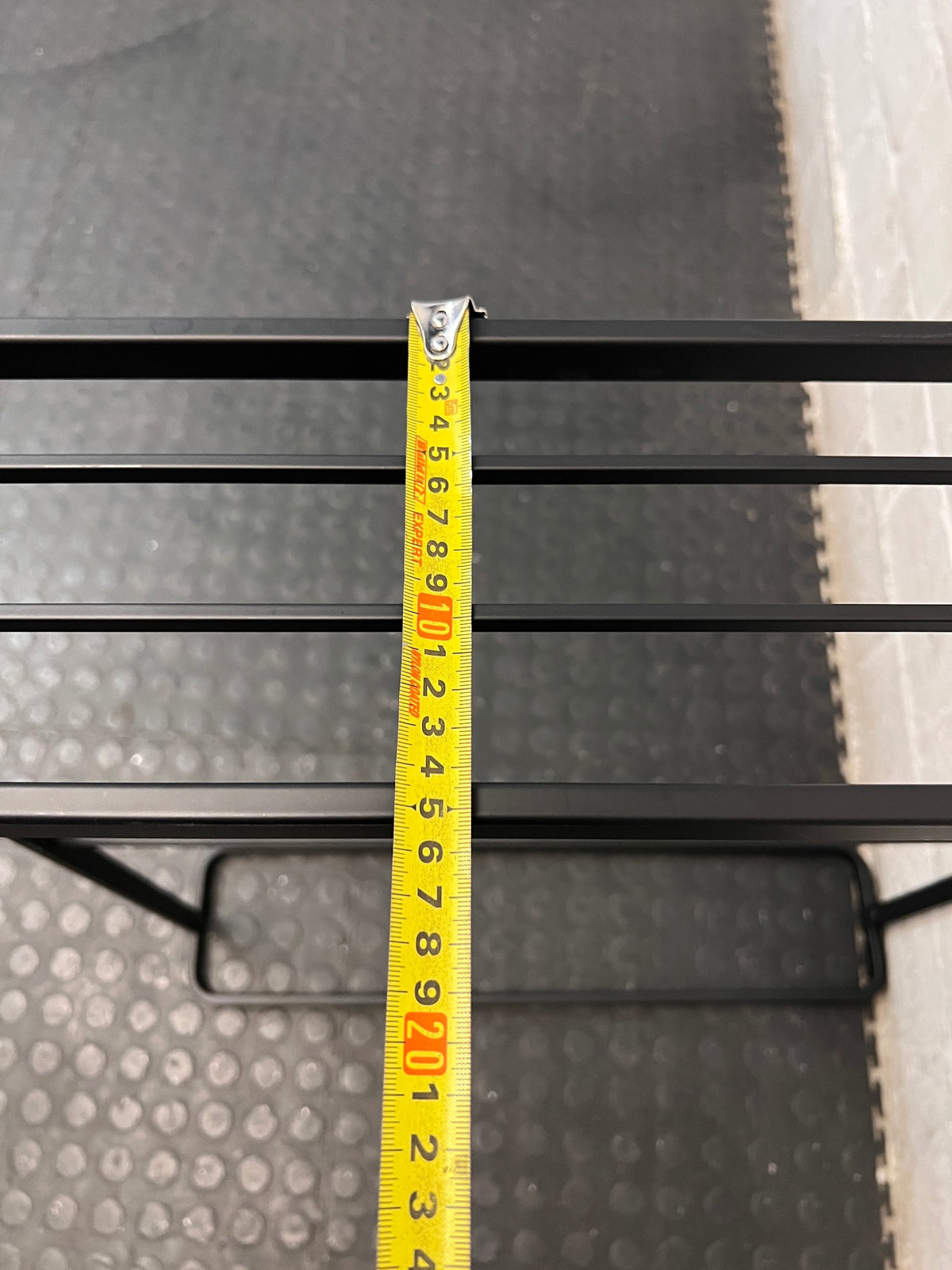 Minimalist Freestanding Black Metal Towel Rail – depth measurement
