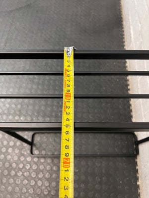 Minimalist Freestanding Black Metal Towel Rail – depth measurement