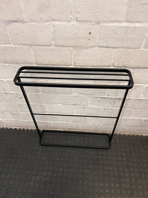 Minimalist Freestanding Black Metal Towel Rail – side view