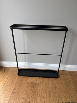 Minimalist Freestanding Black Metal Towel Rail – styled product image
