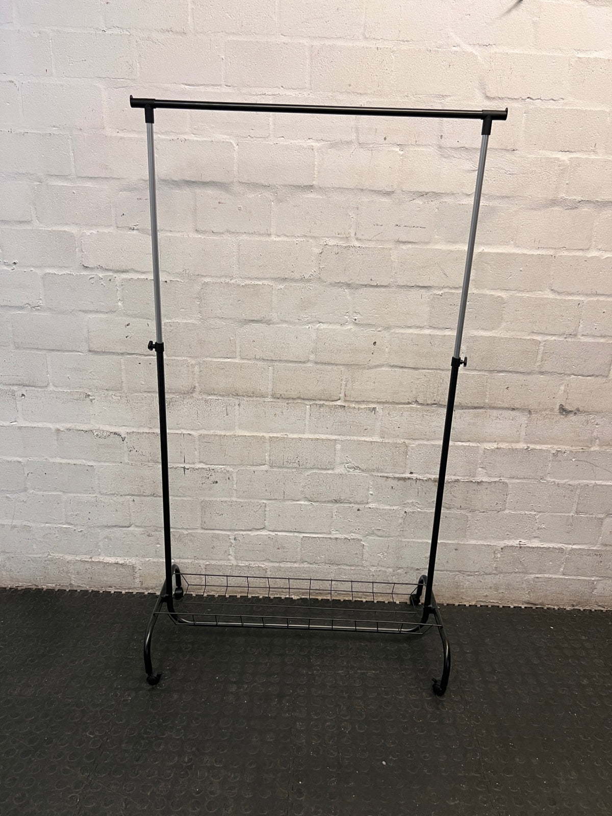 Adjustable Metal Clothing Rack with Shoe Shelf – back view