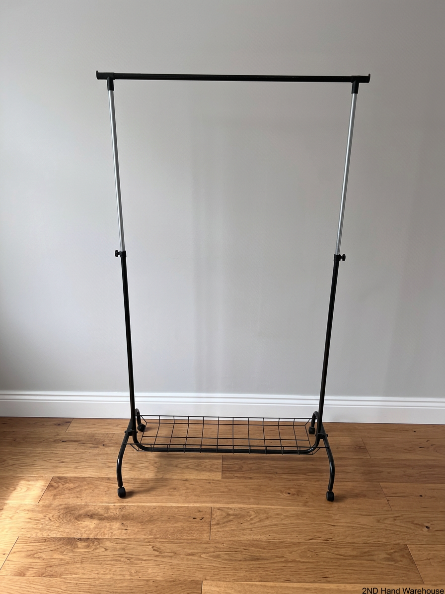 Adjustable Metal Clothing Rack with Shoe Shelf – styled product image