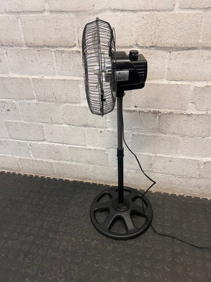 Bluetech Chrome and Black Standing Fan — Good Working Order – side view