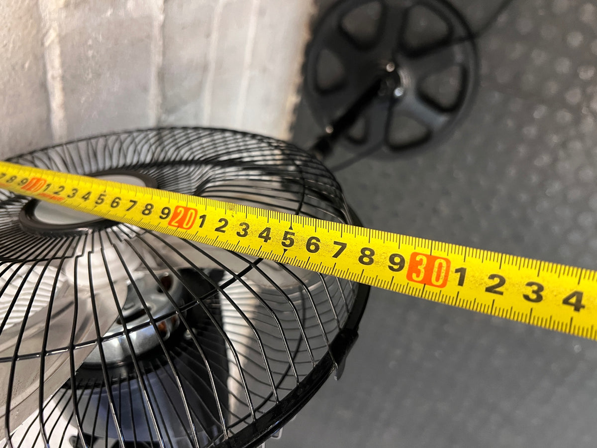 Bluetech Chrome and Black Standing Fan — Good Working Order – width measurement