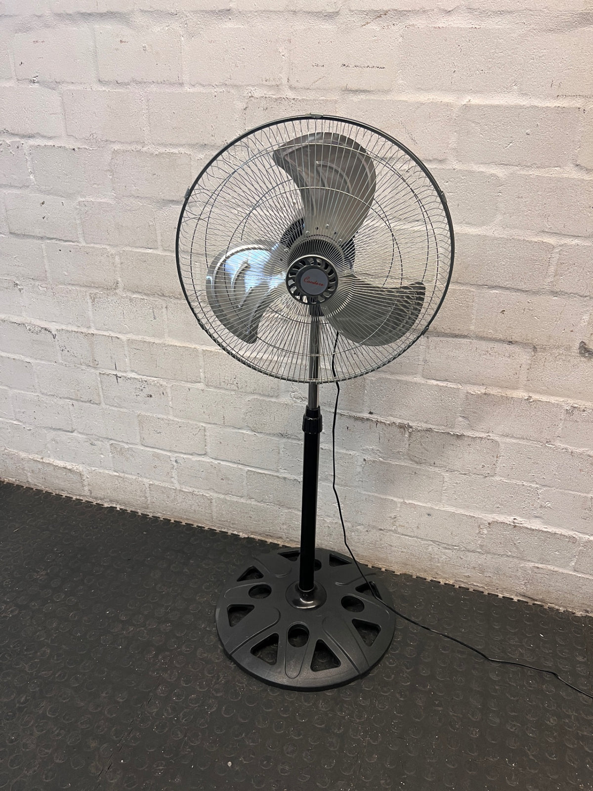 Condere Black and Chrome Standing Fan — Working Well; Fair Condition – main front view