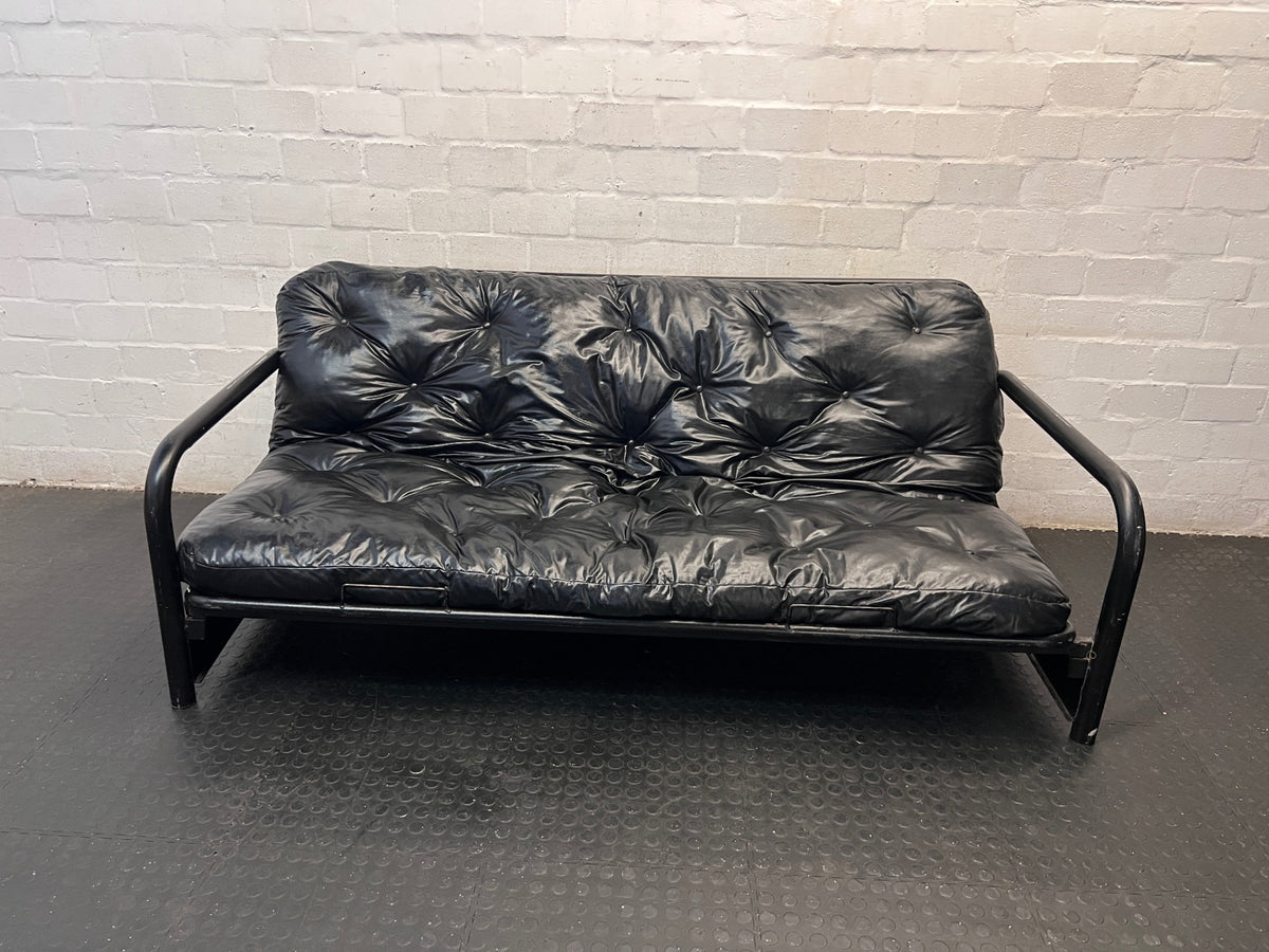 Black Metal Frame Tufted Sleeper Couch – main front view