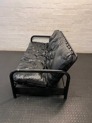 Black Metal Frame Tufted Sleeper Couch – side view