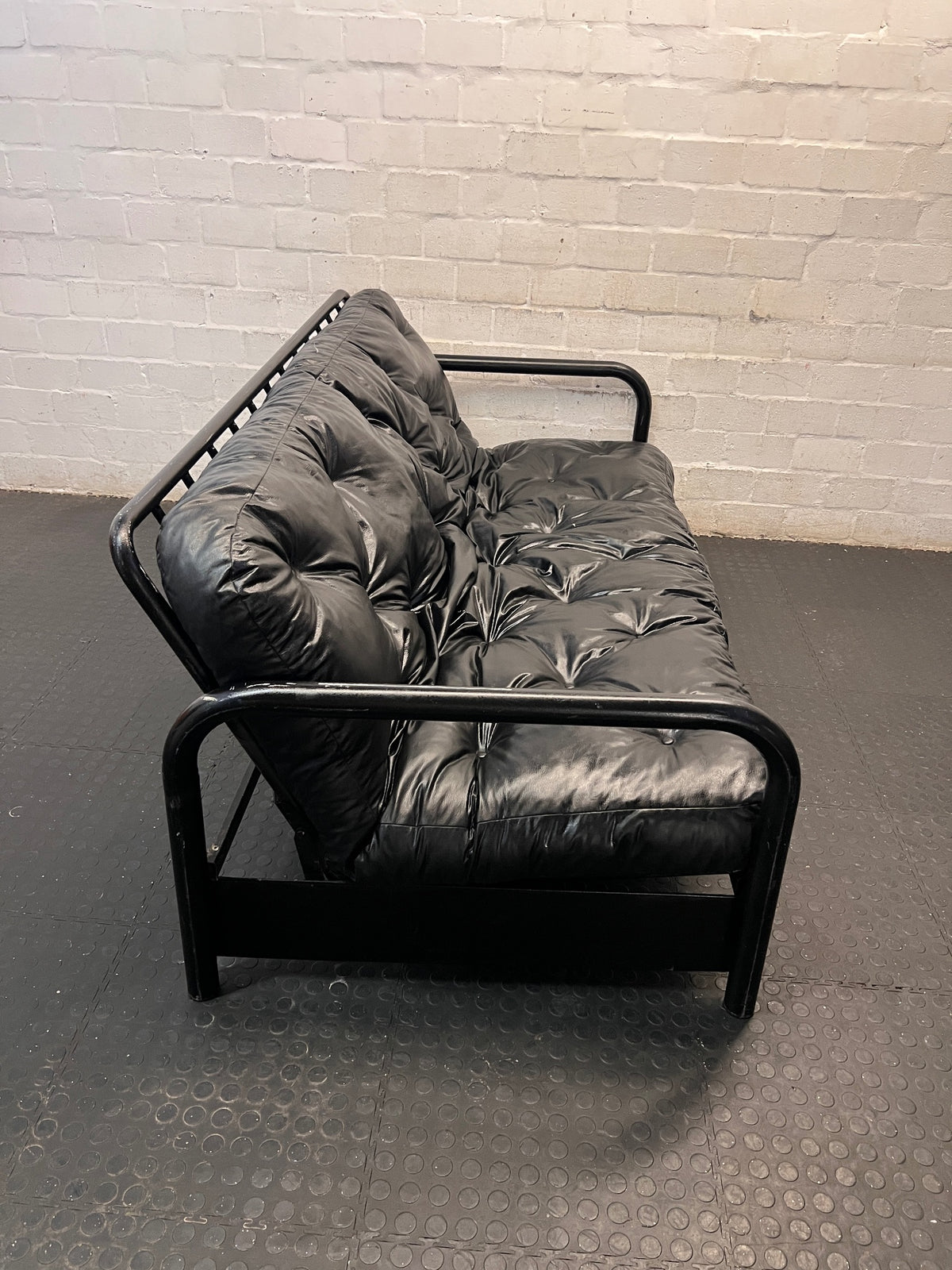 Black Metal Frame Tufted Sleeper Couch – top view