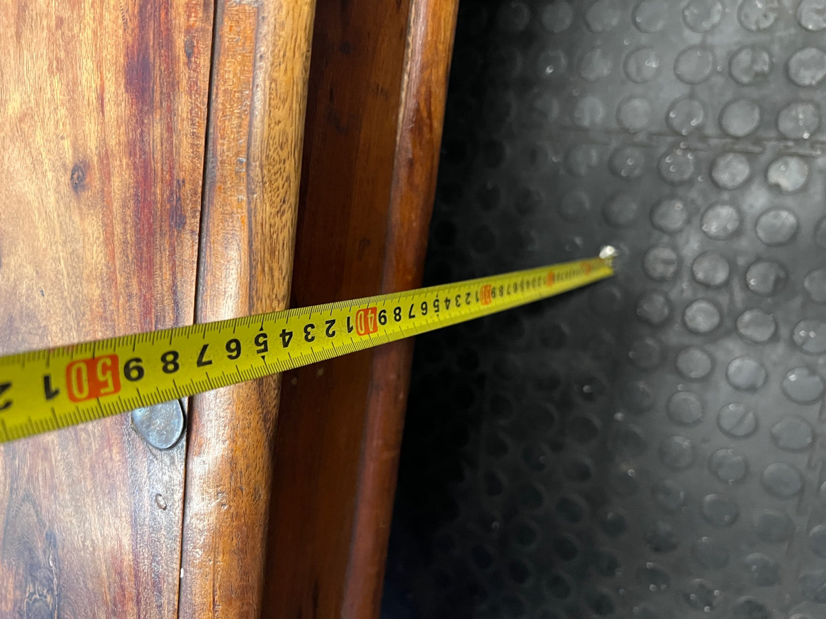 Large Rustic Wooden Coffee Table with Metal Studs — Good Working Order – height measurement