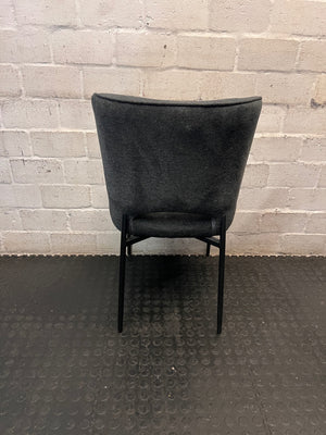 Charcoal Upholstered Dining Chair with Black Metal Legs – back view