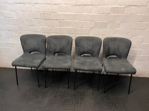 Charcoal Upholstered Dining Chair with Black Metal Legs – side view