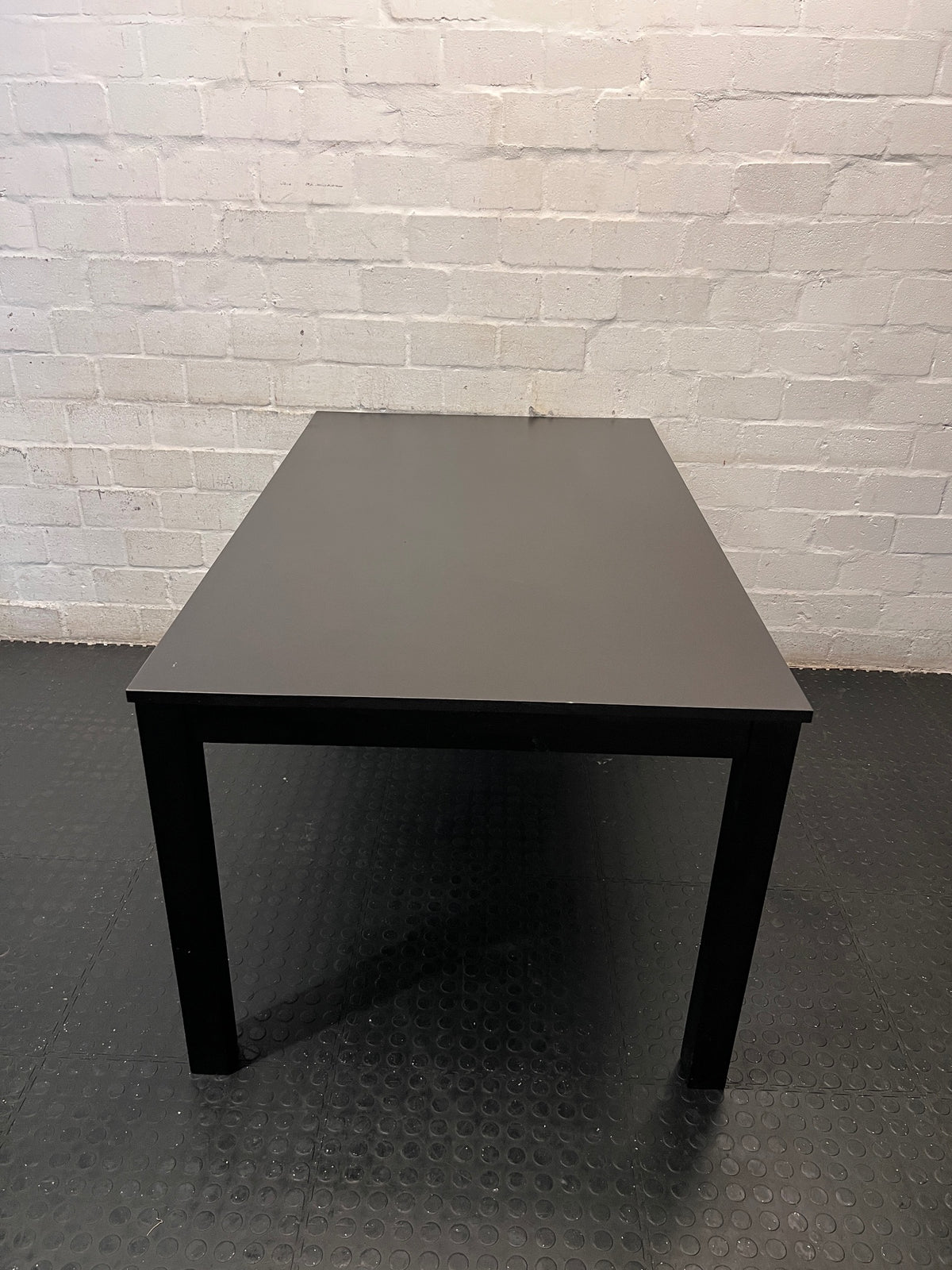 Modern Black Rectangular Dining Table — Used; Fair Condition – side view