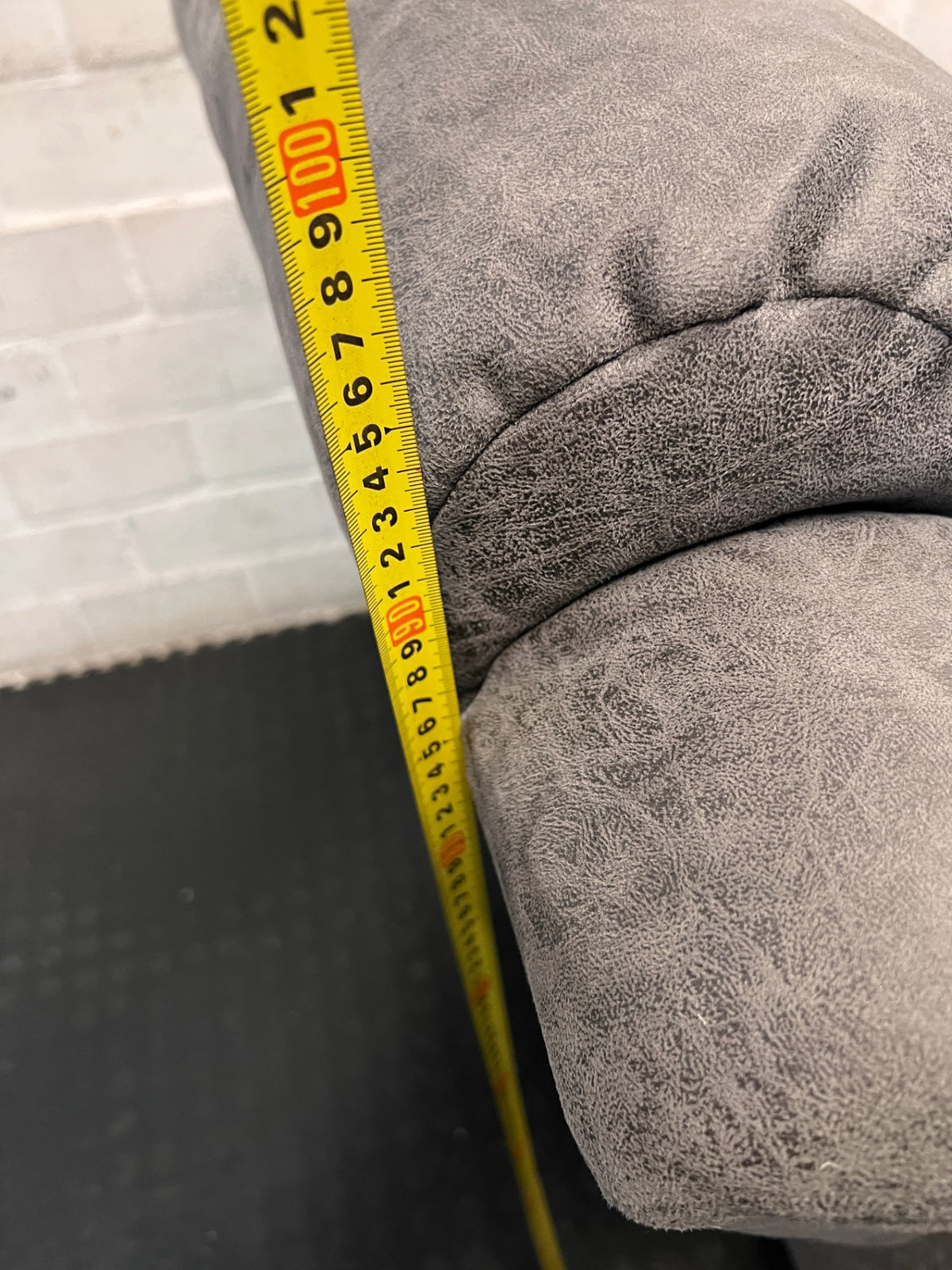 Yaz Grey Upholstered Recliner Armchair — Used; Fair Condition – height measurement