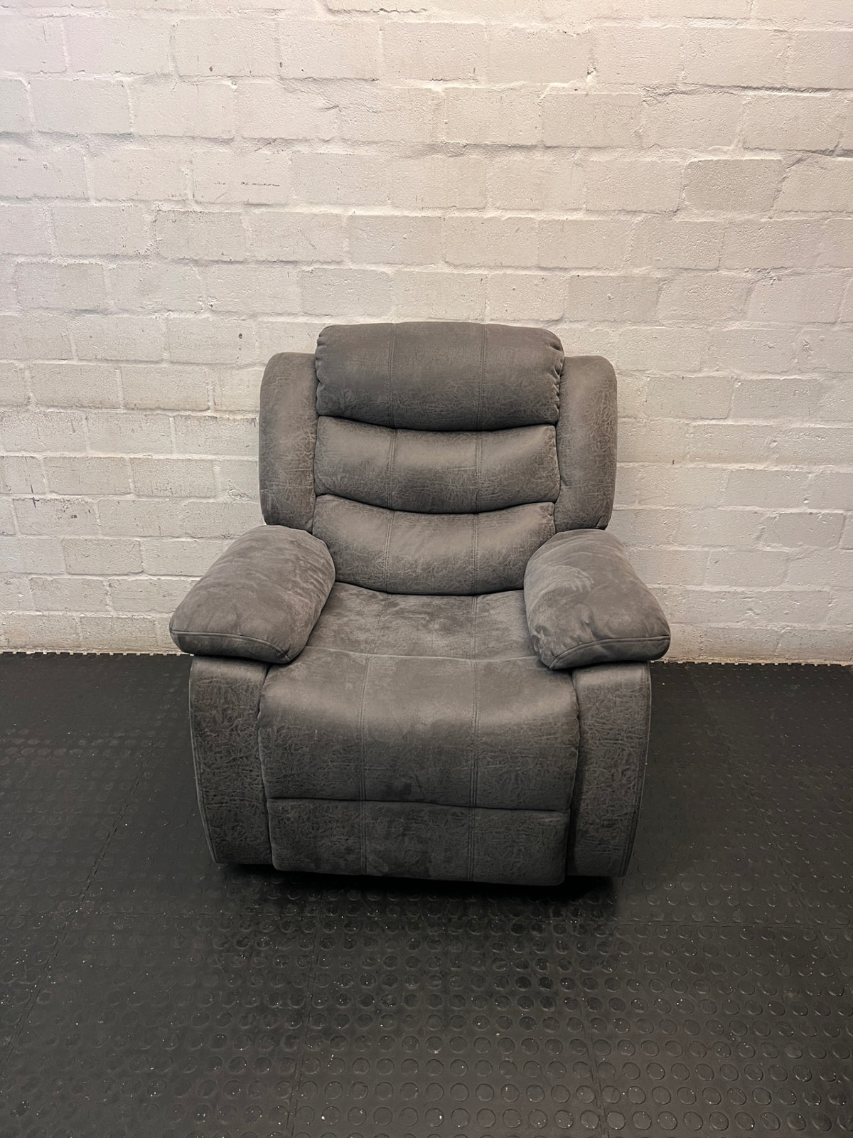 Yaz Grey Upholstered Recliner Armchair — Used; Fair Condition – main front view