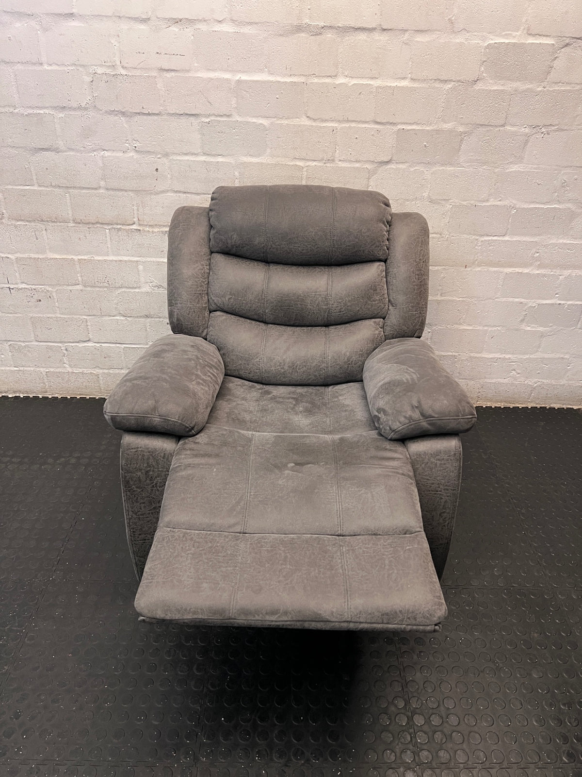 Yaz Grey Upholstered Recliner Armchair — Used; Fair Condition – side view