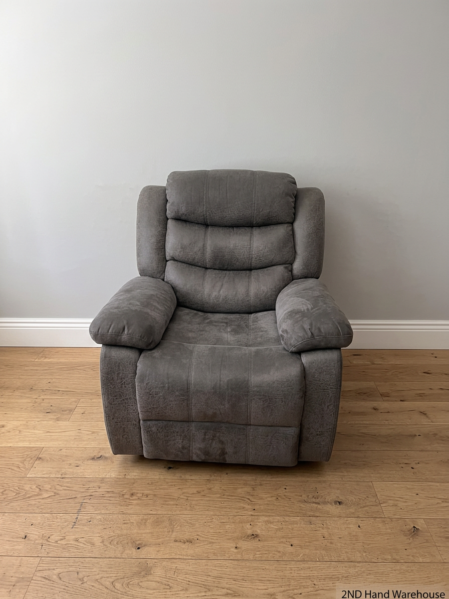 Yaz Grey Upholstered Recliner Armchair — Used; Fair Condition – styled product image