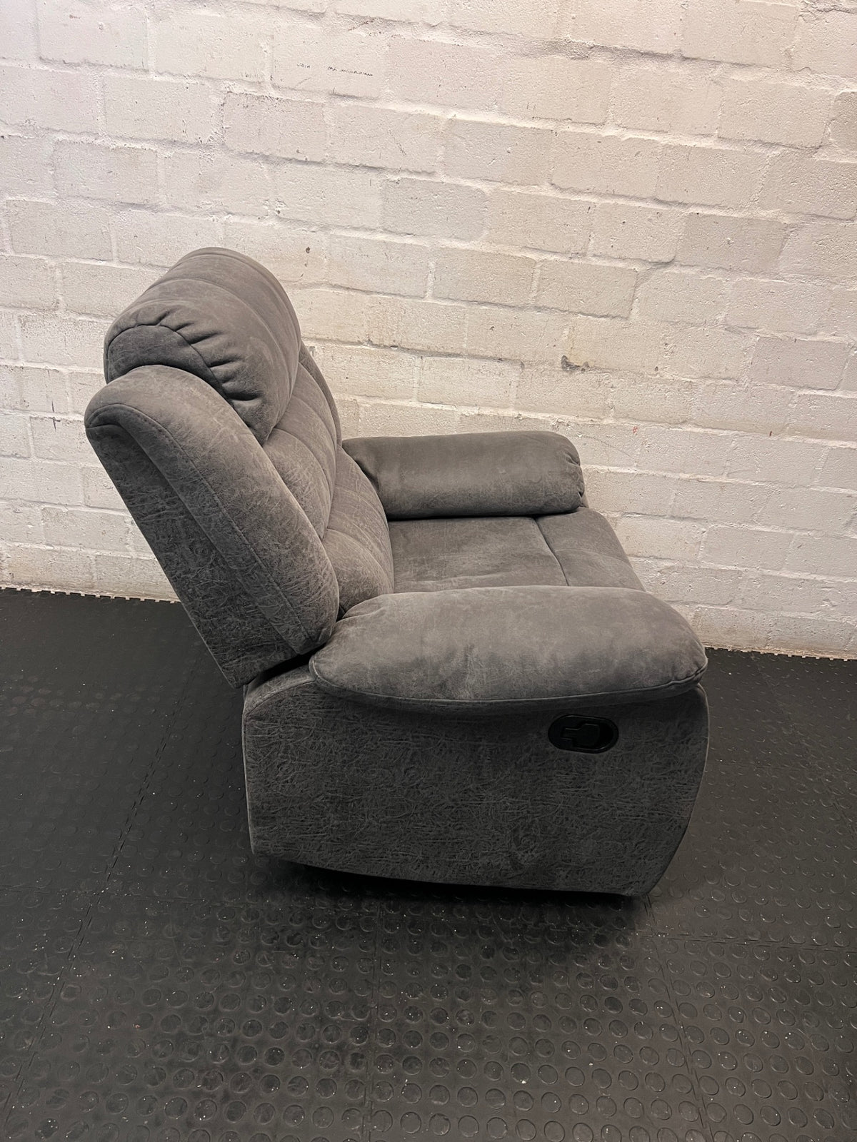 Yaz Grey Upholstered Recliner Armchair — Used; Fair Condition – top view