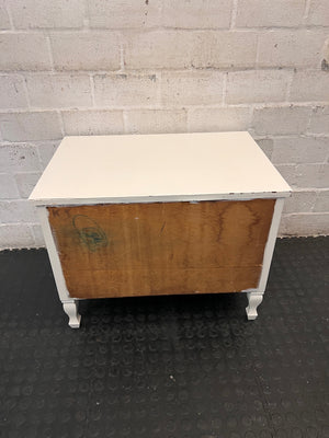 White Side Cabinet with Drawer and Open Shelf — Good Working Order – back view