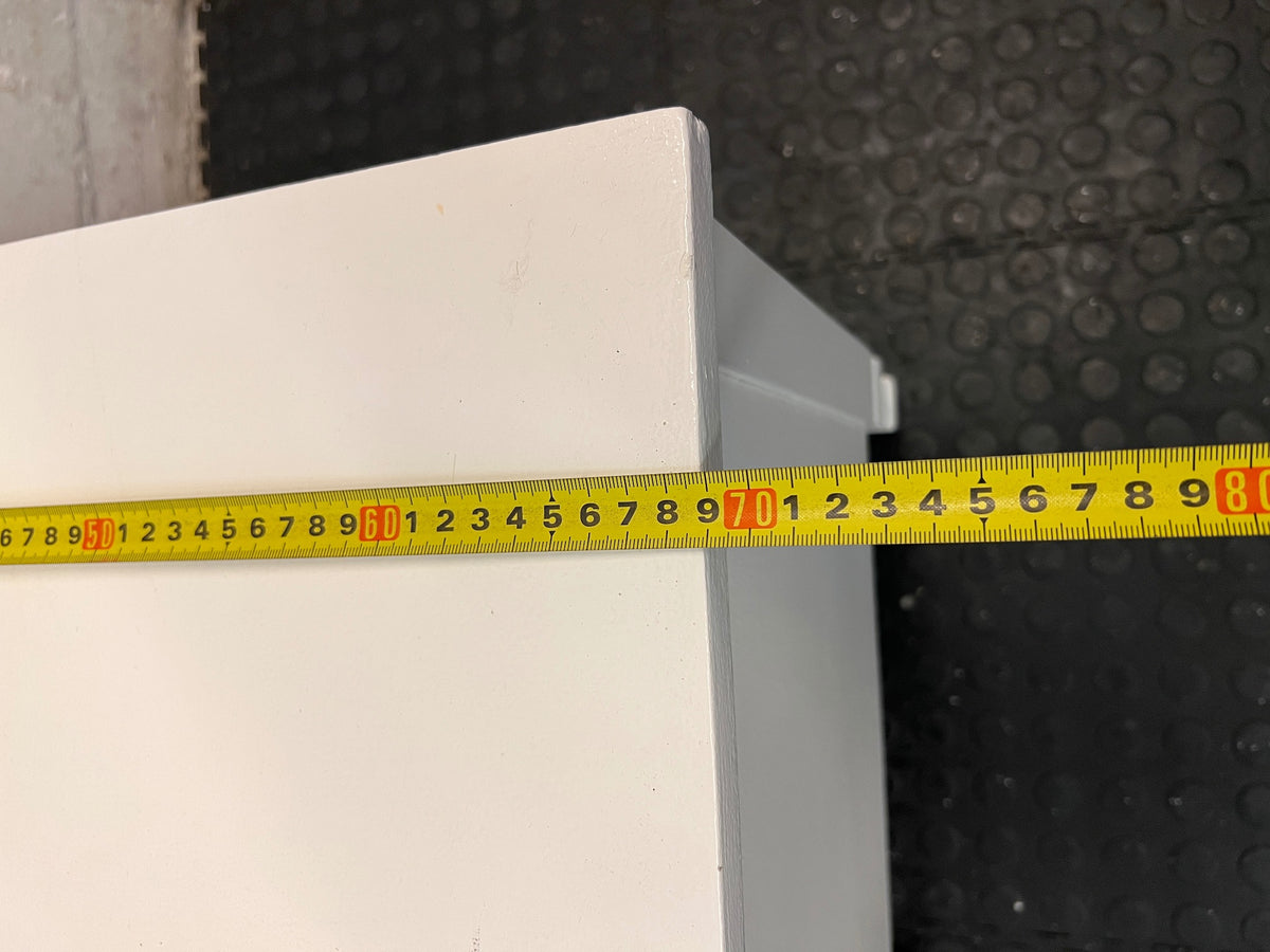 White Side Cabinet with Drawer and Open Shelf — Good Working Order – width measurement