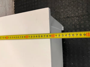 White Side Cabinet with Drawer and Open Shelf — Good Working Order – width measurement