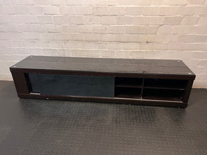 Sleek Black Glass-Top TV Unit with Storage — Good Working Order – back view
