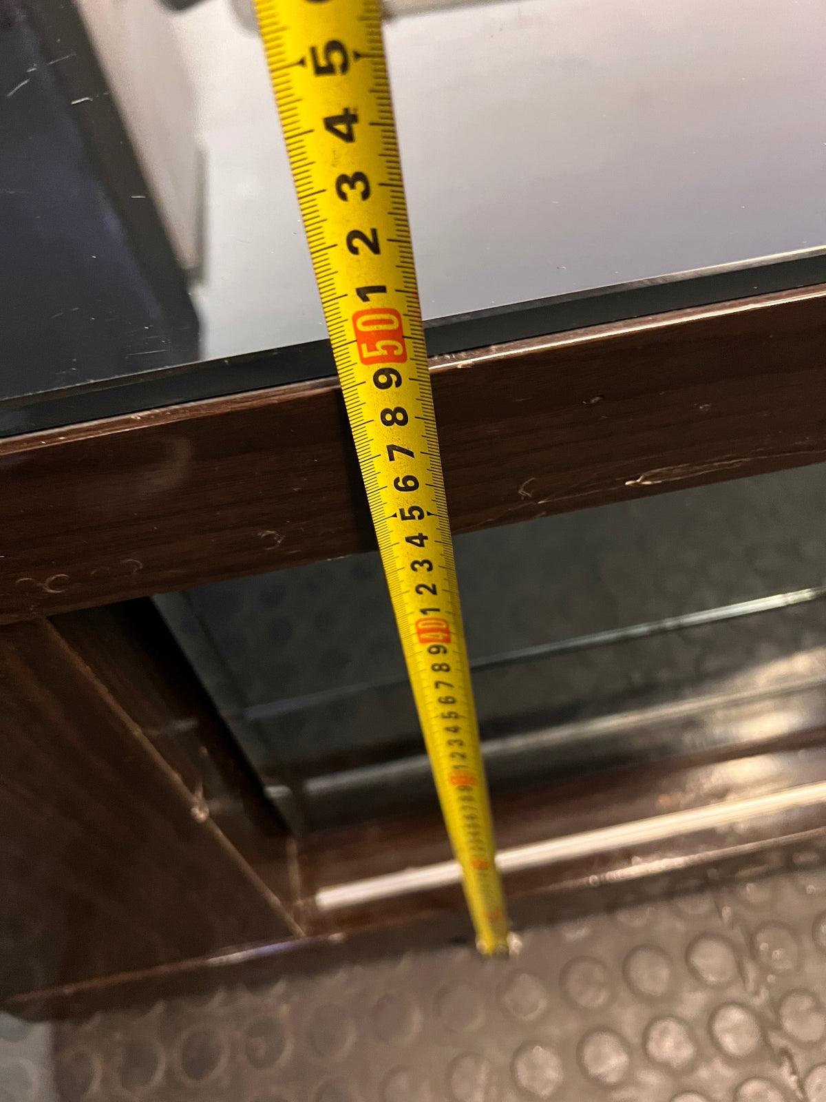 Sleek Black Glass-Top TV Unit with Storage — Good Working Order – height measurement
