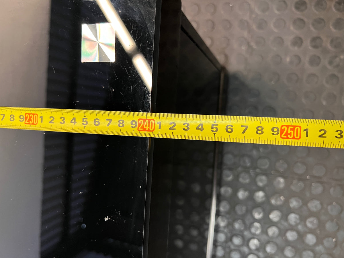 Sleek Black Glass-Top TV Unit with Storage — Good Working Order – width measurement