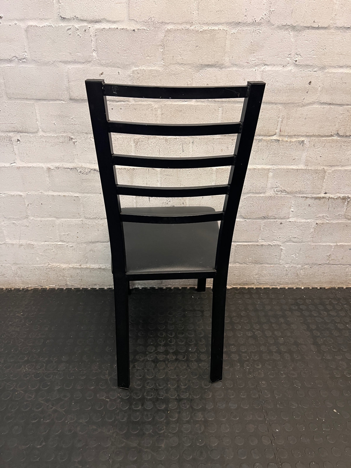 Modern Black Slatted Back Dining Chair – back view