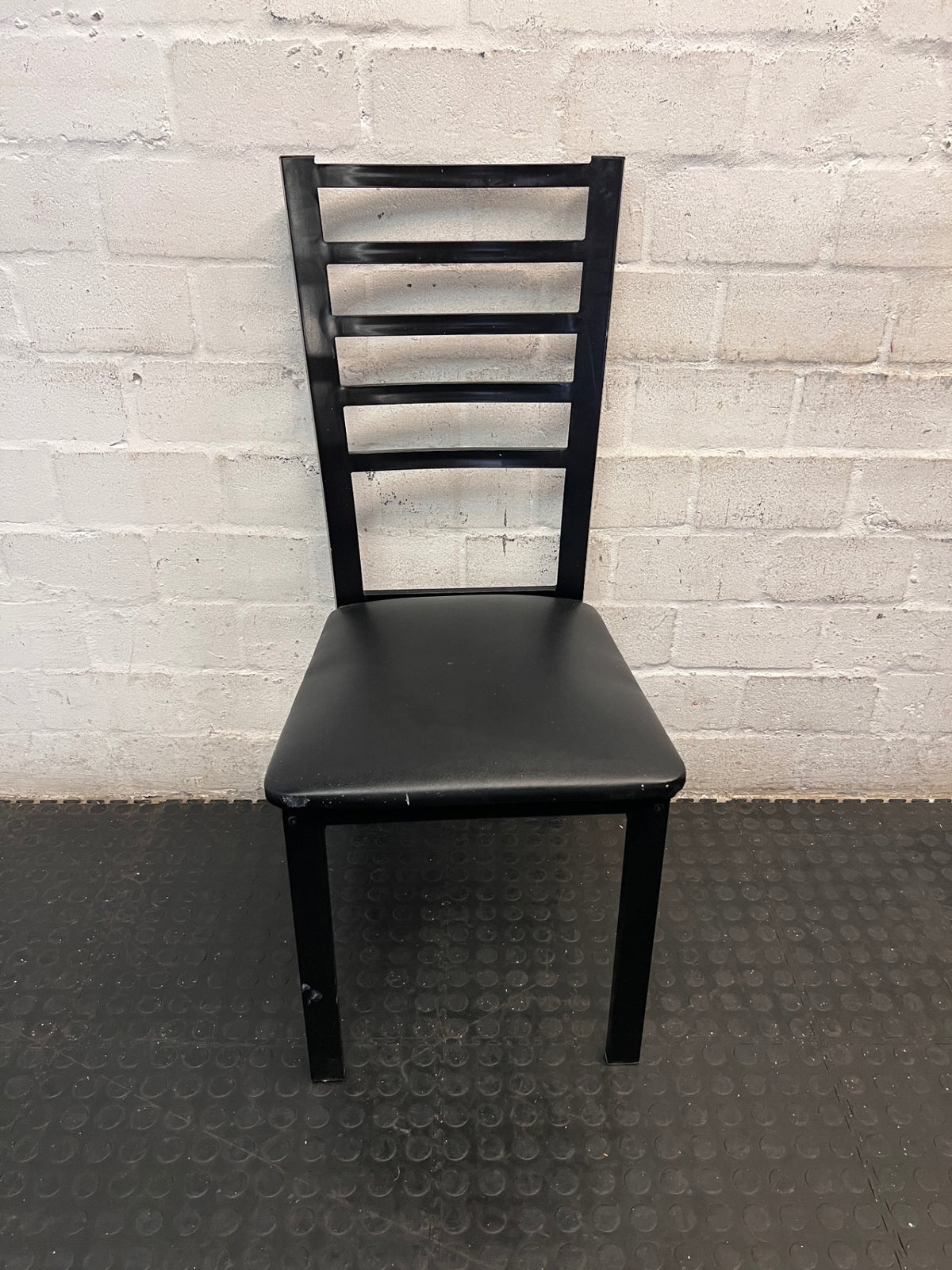 Modern Black Slatted Back Dining Chair – main front view