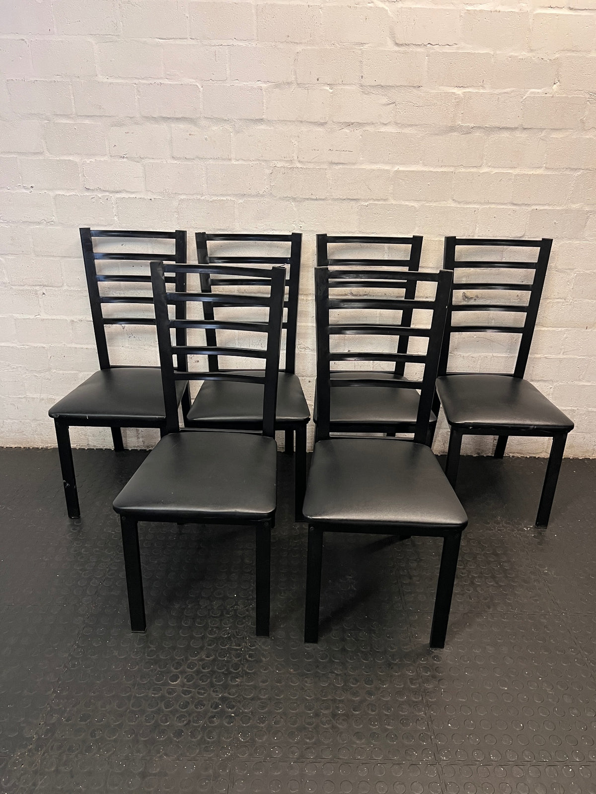 Modern Black Slatted Back Dining Chair – side view