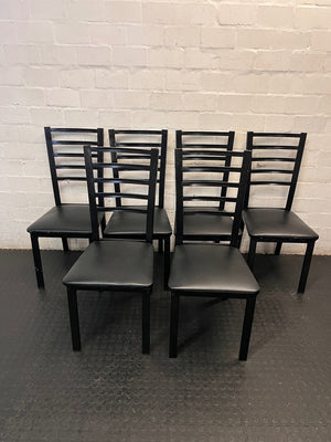 Modern Black Slatted Back Dining Chair – side view