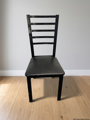 Modern Black Slatted Back Dining Chair – styled product image