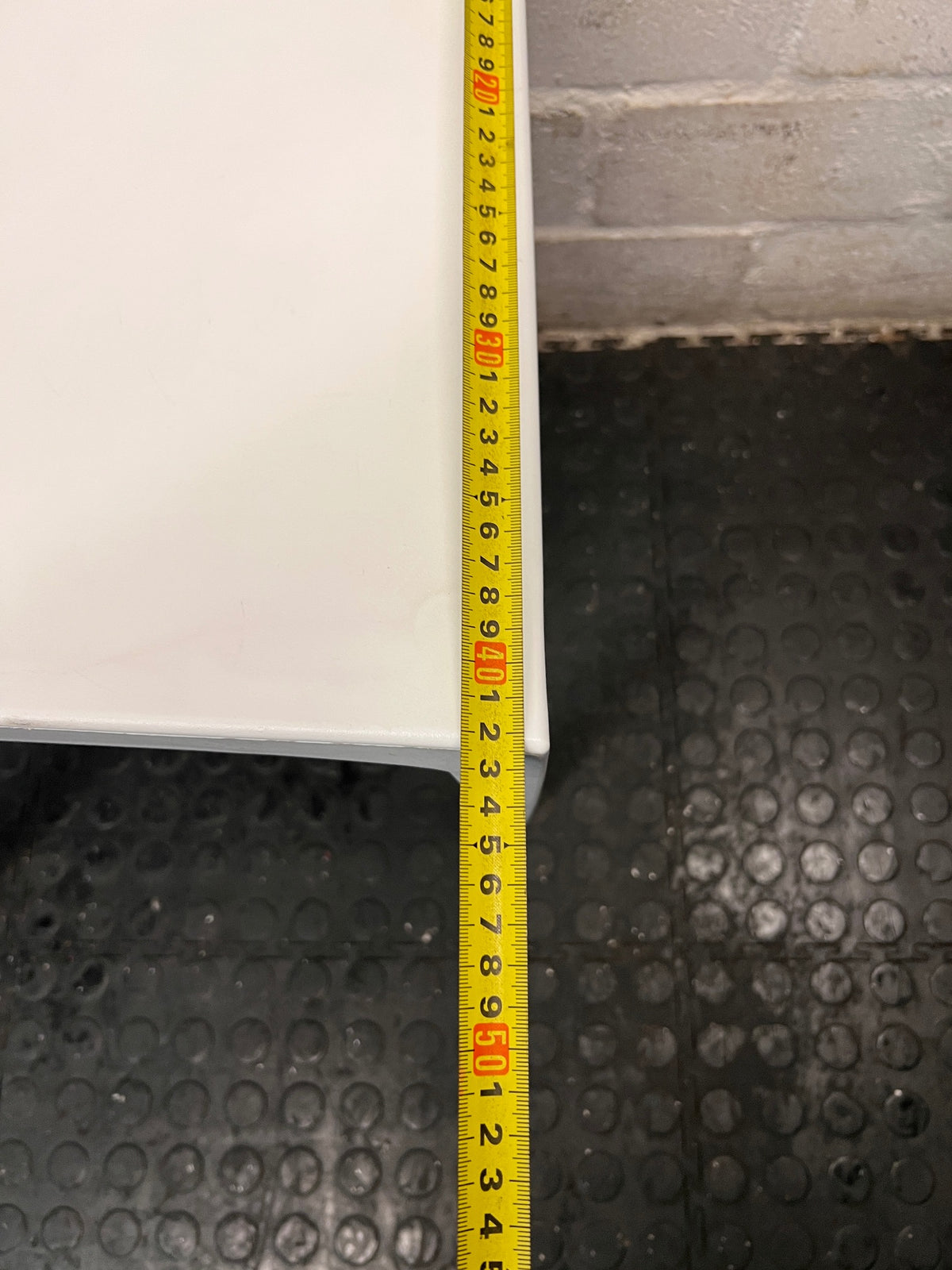 Contempary White Moulded Plastic Chair — Good Working Order – depth measurement