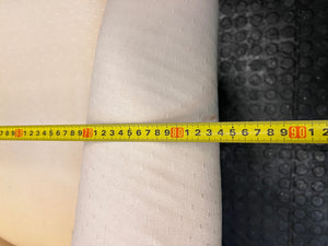 Cream Fabric Tub Chair with Scrolled Arms — Unstable Feet on One Chair; Well Used Condition – width measurement