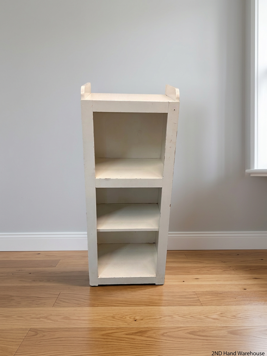 Compact White 3-Tier Bookshelf — Surface Scratches – styled product image