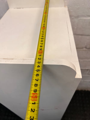 Compact White 3-Tier Bookshelf — Surface Scratches – width measurement
