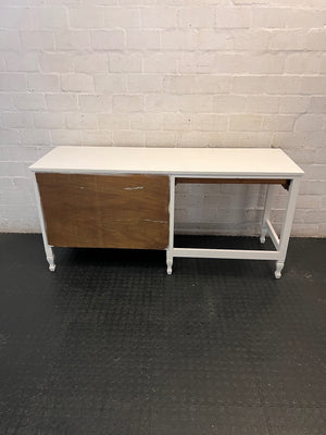 White Wooden Dressing Table with Drawers — Clean and Well Maintained – back view
