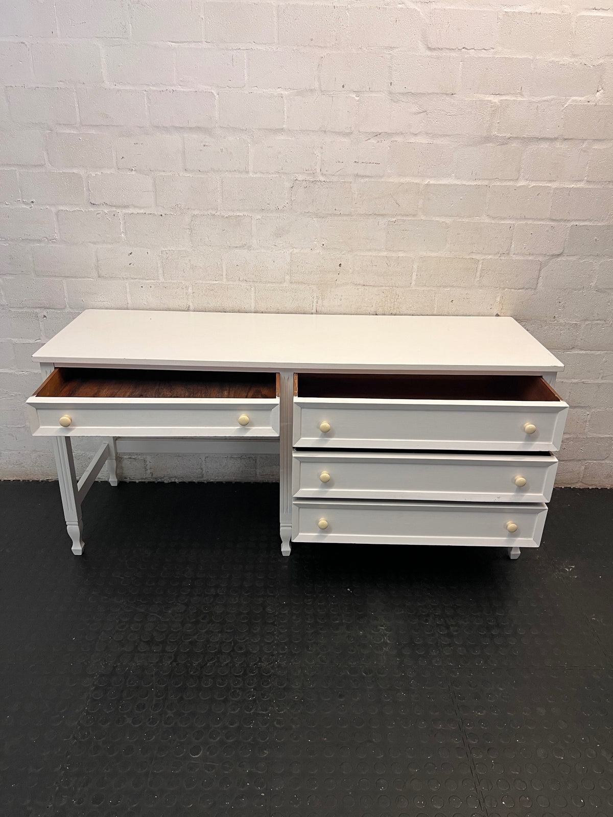 White Wooden Dressing Table with Drawers — Clean and Well Maintained – side view