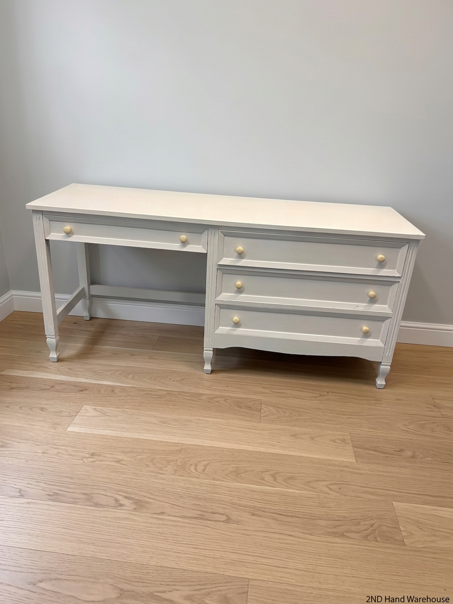 White Wooden Dressing Table with Drawers — Clean and Well Maintained – styled product image