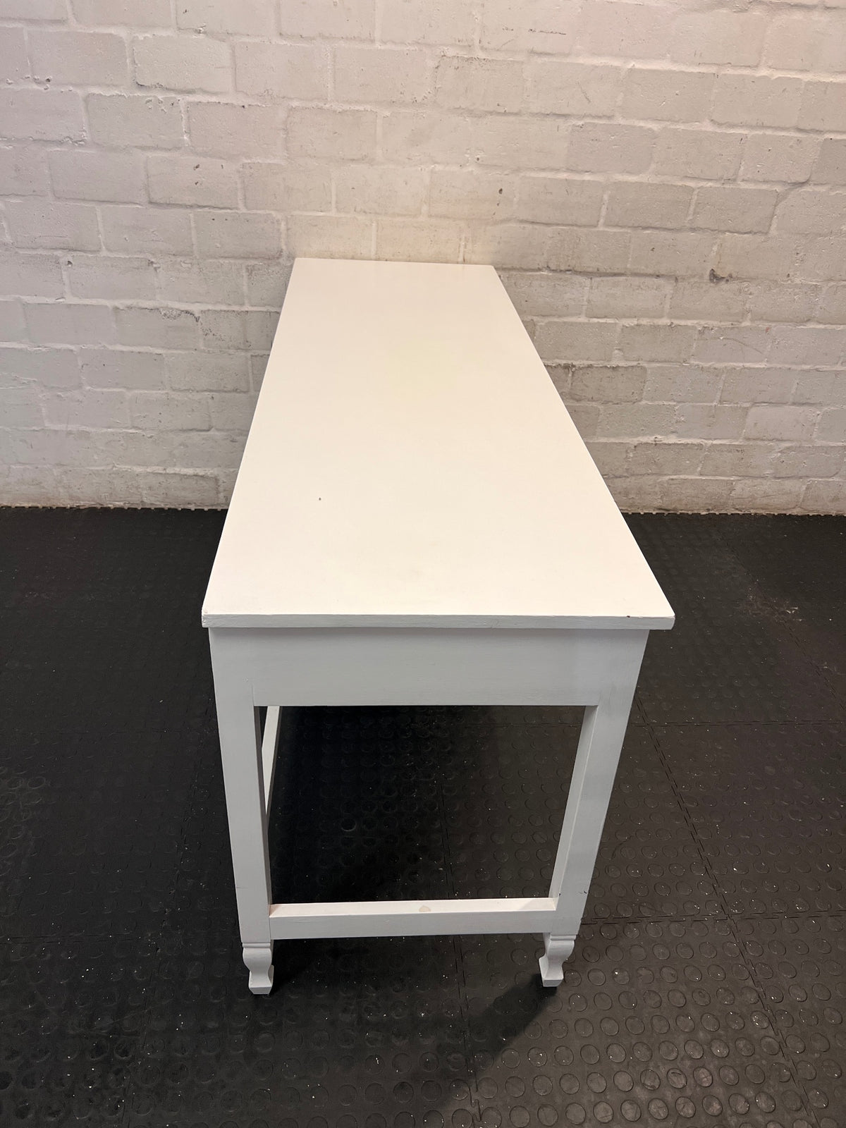 White Wooden Dressing Table with Drawers — Clean and Well Maintained – top view