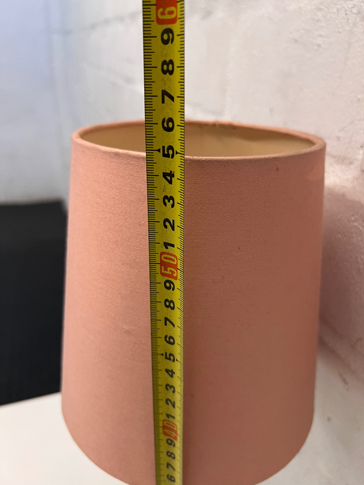 Tapered Acrylic Pedestal Table Lamp with Rust Shade – height measurement