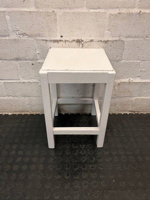 Compact White Wooden Side Table — Well Used Condition – condition detail