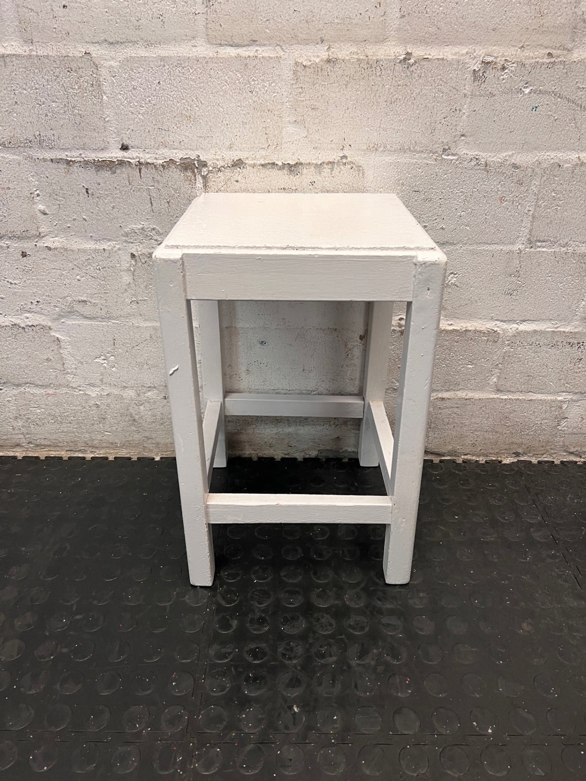 Compact White Wooden Side Table — Well Used Condition – main front view