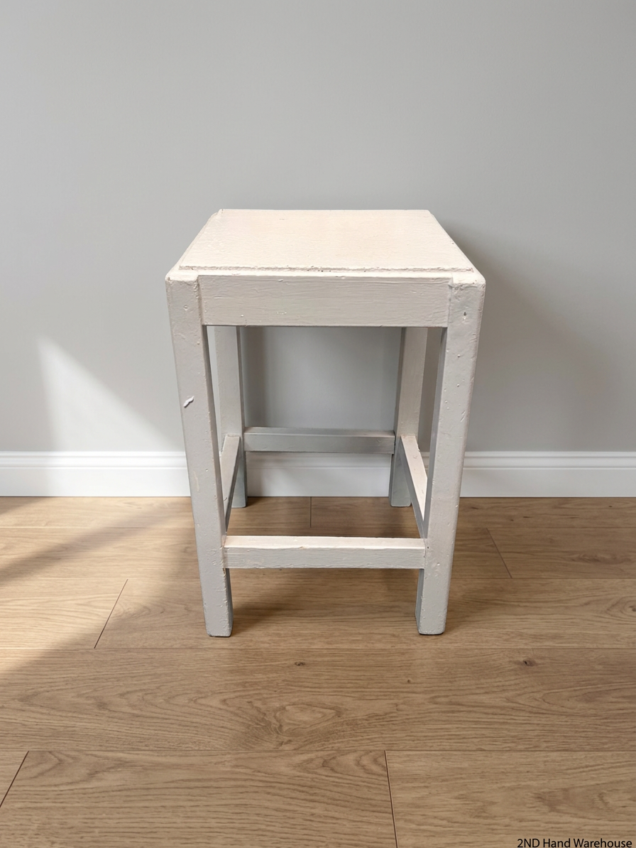 Compact White Wooden Side Table — Well Used Condition – styled product image