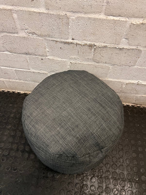Textured Grey Round Puffed Ottoman — Clean Condition – condition detail