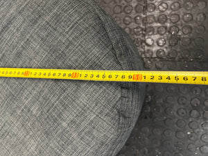 Textured Grey Round Puffed Ottoman — Clean Condition – width measurement