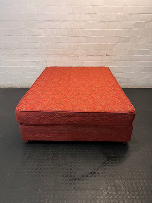 Patterned Red Double Bed Base Set — Good Used Condition – top view