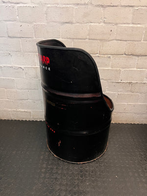 Industrial Repurposed Metal Oil Drum Chair – back view